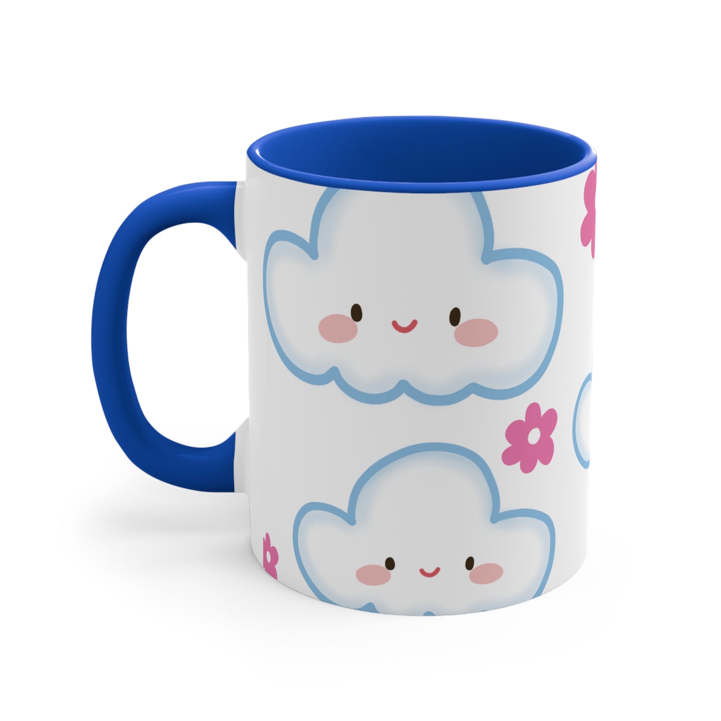 Cute Cloud & Flower Accent Mug - 11oz Coffee Cup for Kids & Spring Gifts