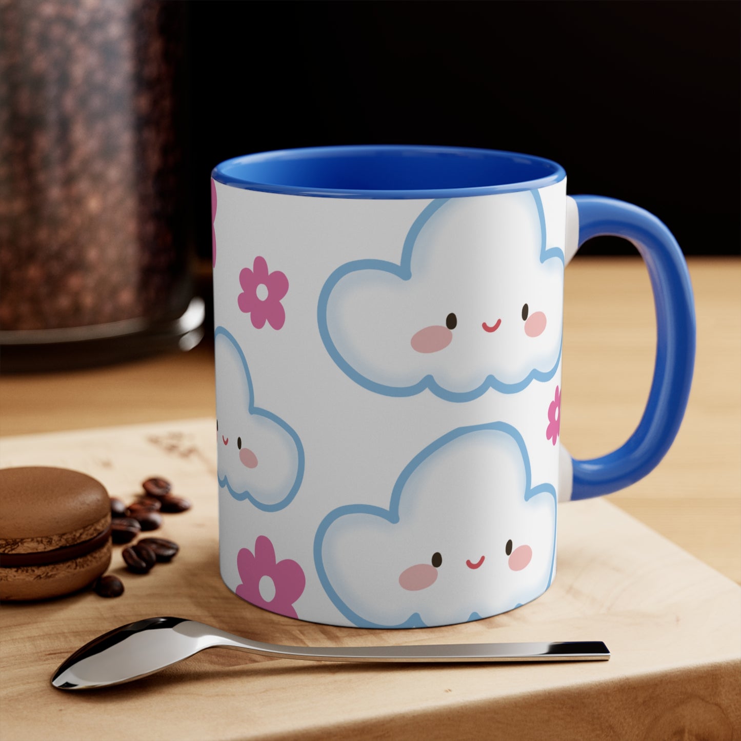 Cute Cloud & Flower Accent Mug - 11oz Coffee Cup for Kids & Spring Gifts