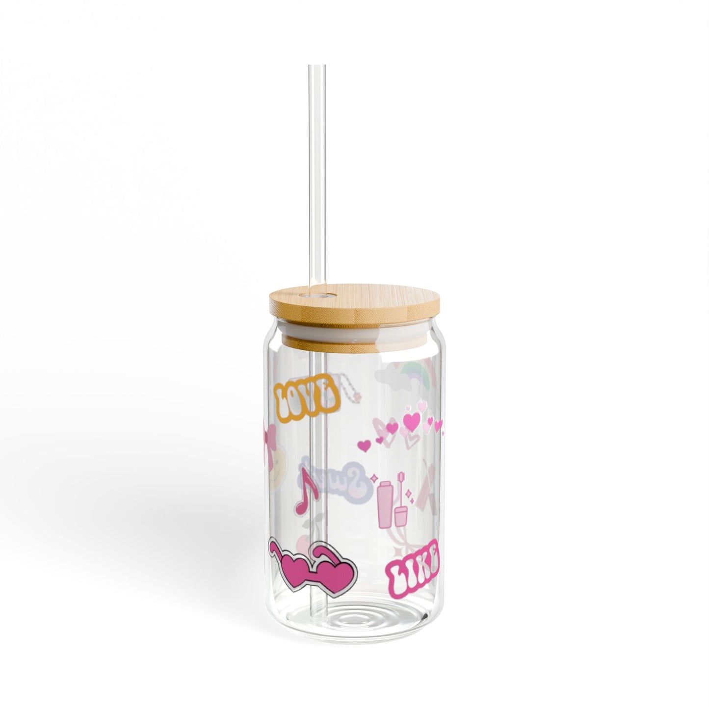 Fun & Stylish 16oz Sipper Glass with Straw | Cute Sipper Glass for Stylish Drinks | Aesthetic Sipper Glass: Sip in Style | Girly Sipper Glass for Everyday Use