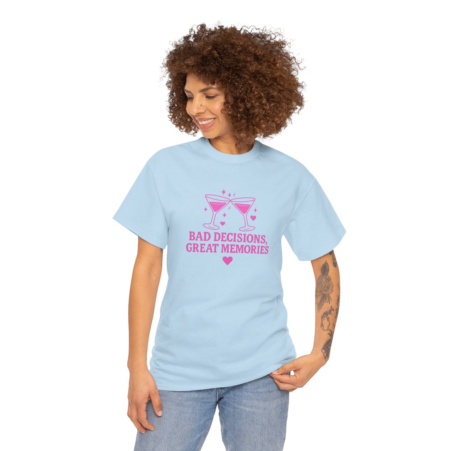 Bad Decisions, Great Memories Unisex Heavy Cotton Tee - Fun Party Shirt