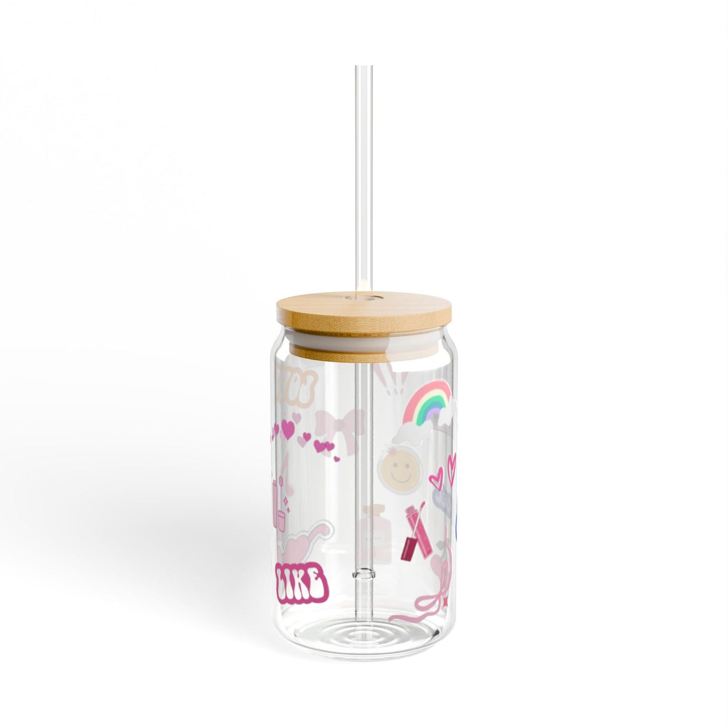 Fun & Stylish 16oz Sipper Glass with Straw | Cute Sipper Glass for Stylish Drinks | Aesthetic Sipper Glass: Sip in Style | Girly Sipper Glass for Everyday Use