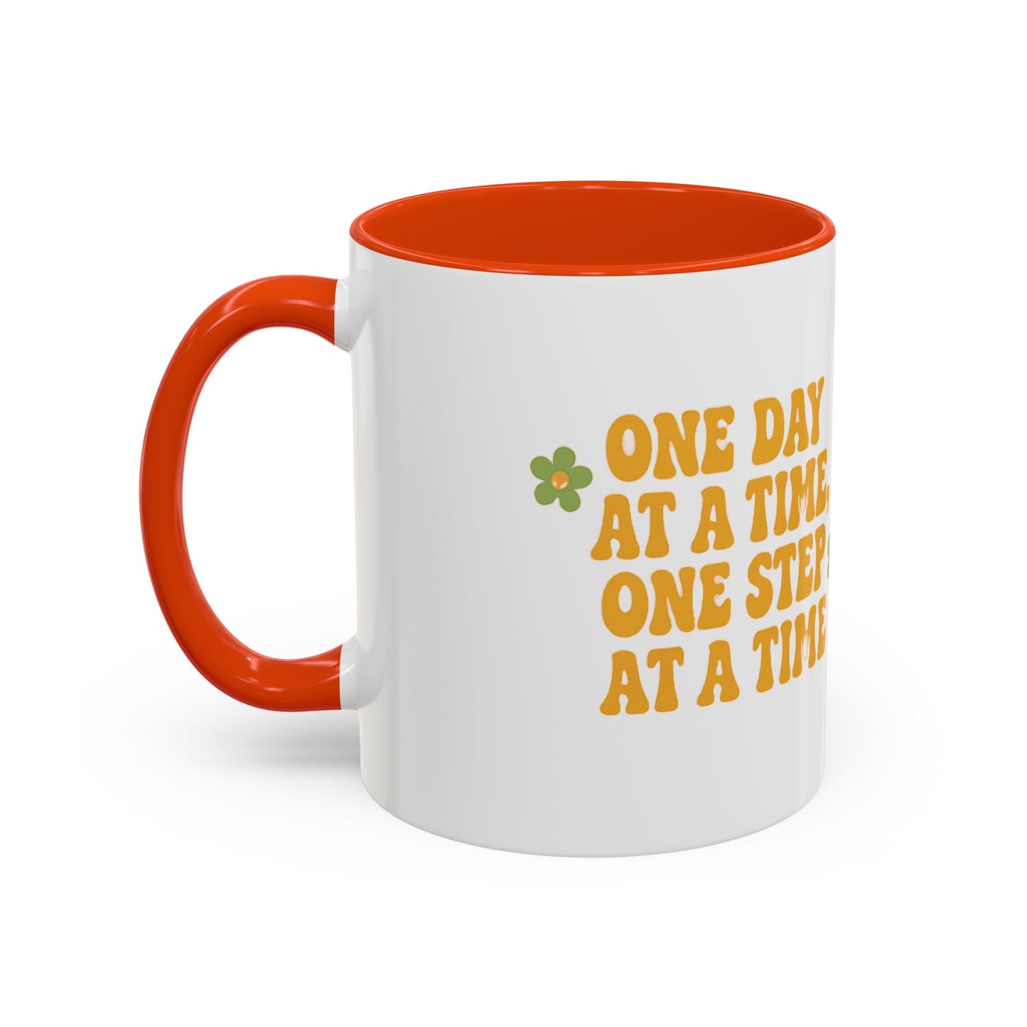 Inspirational Colorful Mug - 'One Day at a Time' Coffee Tea Cup - 11oz & 15oz Options | Daily Affirmation Ceramic Mug Positive Message Drink Ware | Motivational Morning Mug
