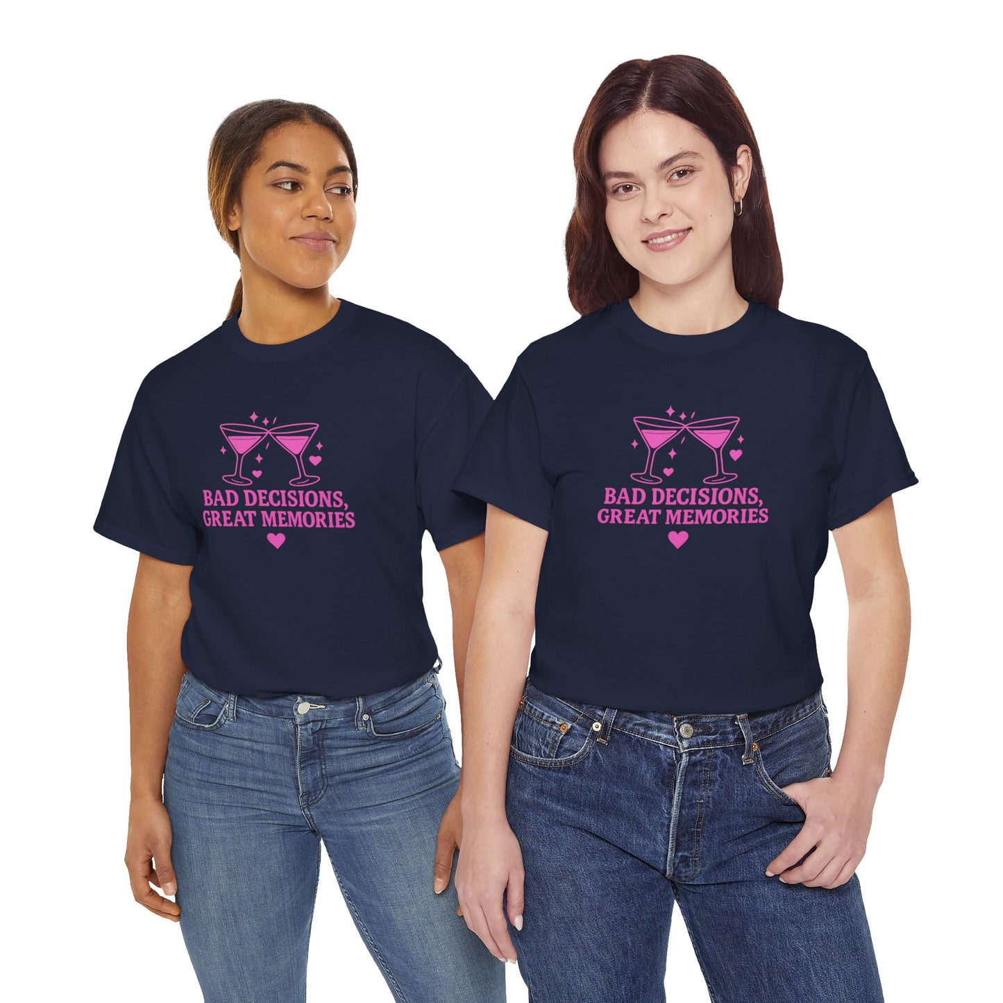 Bad Decisions, Great Memories Unisex Heavy Cotton Tee - Fun Party Shirt