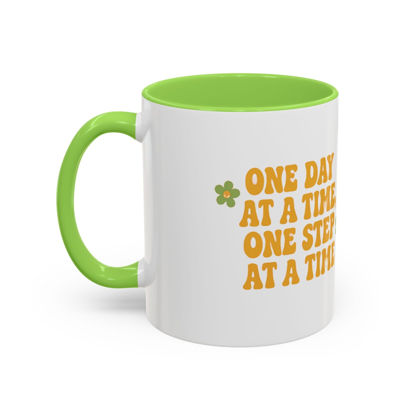 Inspirational Colorful Mug - 'One Day at a Time' Coffee Tea Cup - 11oz & 15oz Options | Daily Affirmation Ceramic Mug Positive Message Drink Ware | Motivational Morning Mug