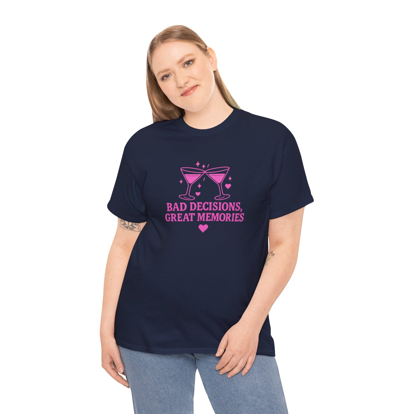 Bad Decisions, Great Memories Unisex Heavy Cotton Tee - Fun Party Shirt