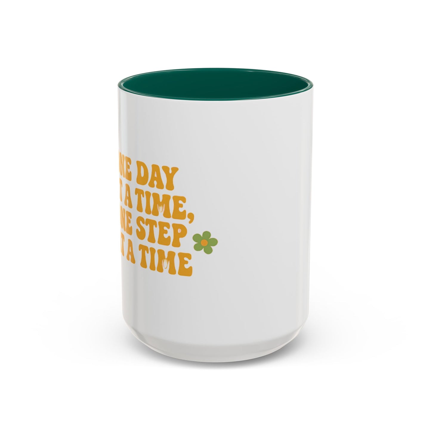 Inspirational Colorful Mug - 'One Day at a Time' Coffee Tea Cup - 11oz & 15oz Options | Daily Affirmation Ceramic Mug Positive Message Drink Ware | Motivational Morning Mug