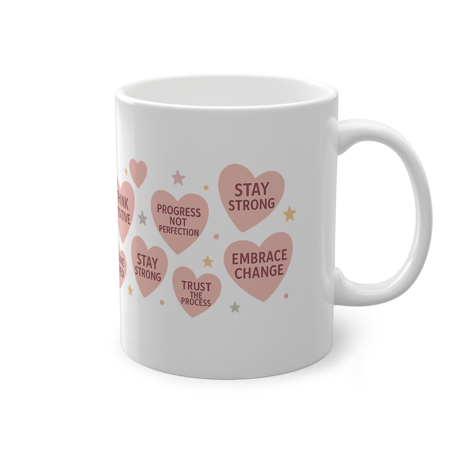 Inspirational Heart Mug - 11oz Motivational Coffee Cup with Uplifting Quotes | Encouraging Words on Your Morning Mug |  Motivational Mug for Positive Vibes | Heart-Shaped Inspiration in a Cup