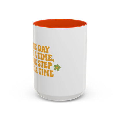 Inspirational Colorful Mug - 'One Day at a Time' Coffee Tea Cup - 11oz & 15oz Options | Daily Affirmation Ceramic Mug  Positive Message Drink Ware | Motivational Morning Mug