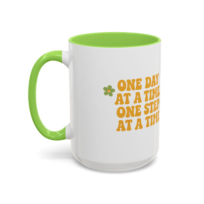Inspirational Colorful Mug - 'One Day at a Time' Coffee Tea Cup - 11oz & 15oz Options | Daily Affirmation Ceramic Mug  Positive Message Drink Ware | Motivational Morning Mug