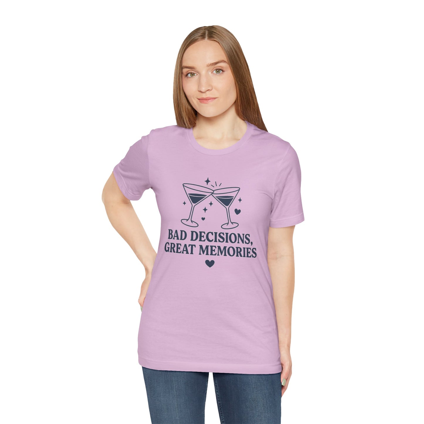 Create Memories in Style with This Shirt | Fun Party T-Shirt for Unforgettable Memories  | Comfortable Unisex Tee for Every Occasion |Bad Decisions, Great Memories Tee | Fun Unisex Jersey T-Shirt for Parties & Celebrations