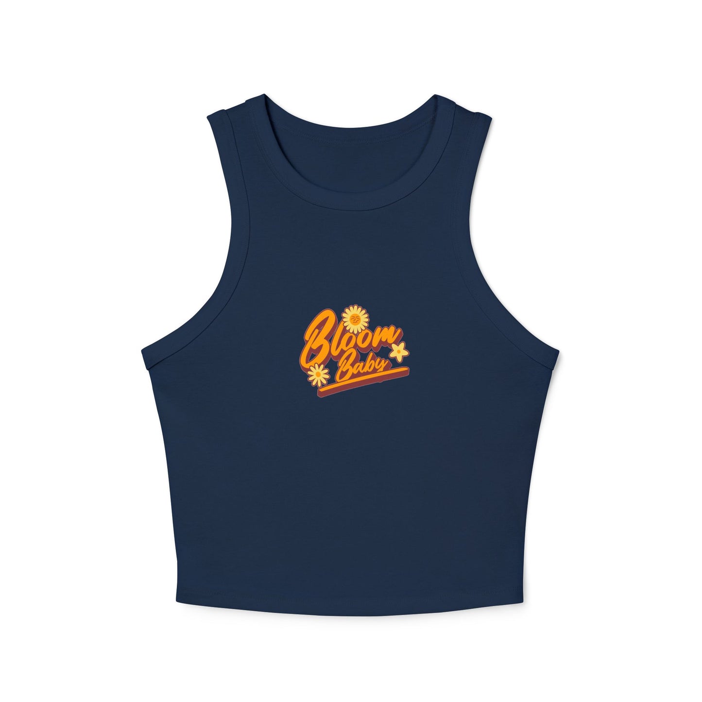 Bloom Baby Women's Micro Rib Racer Tank Top - Cute Flower Graphic Tee