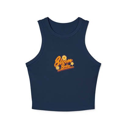 Bloom Baby Women's Micro Rib Racer Tank Top - Cute Flower Graphic Tee