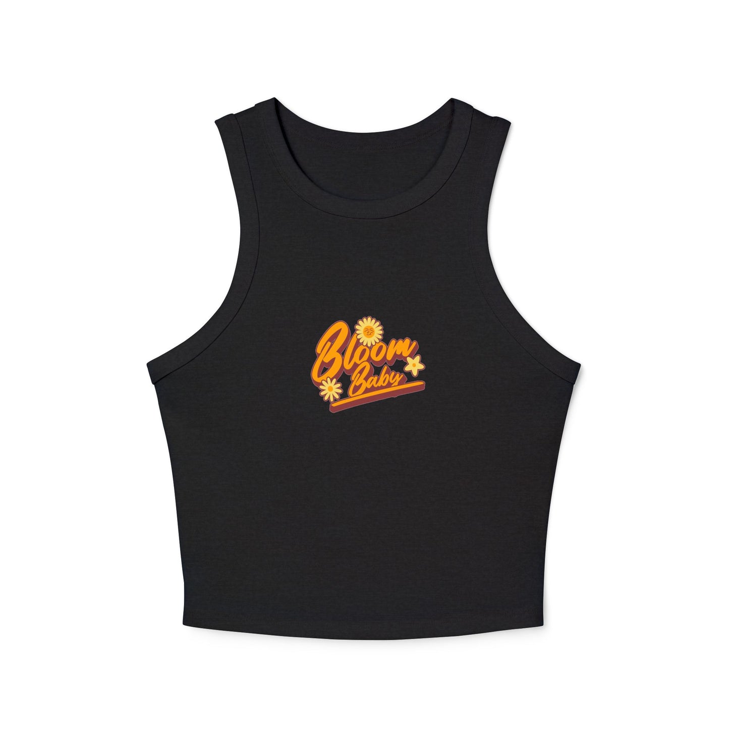 Bloom Baby Women's Micro Rib Racer Tank Top - Cute Flower Graphic Tee