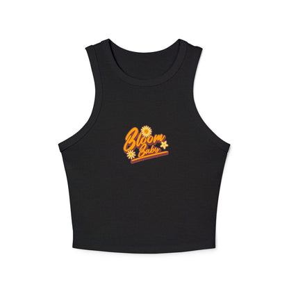 Bloom Baby Women's Micro Rib Racer Tank Top - Cute Flower Graphic Tee