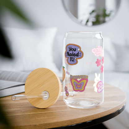 Eco-Friendly Sipper Glass with Fun Stickers - 16oz