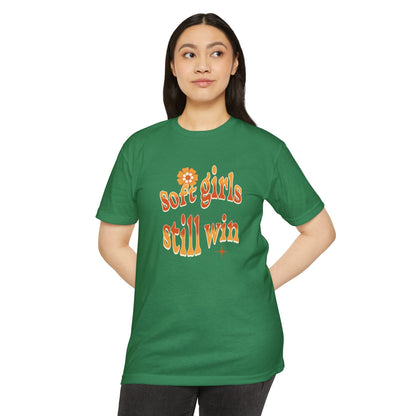 Soft Girls Still Win Unisex Jersey T-Shirt | Trendy Green Tee for Positive Vibes