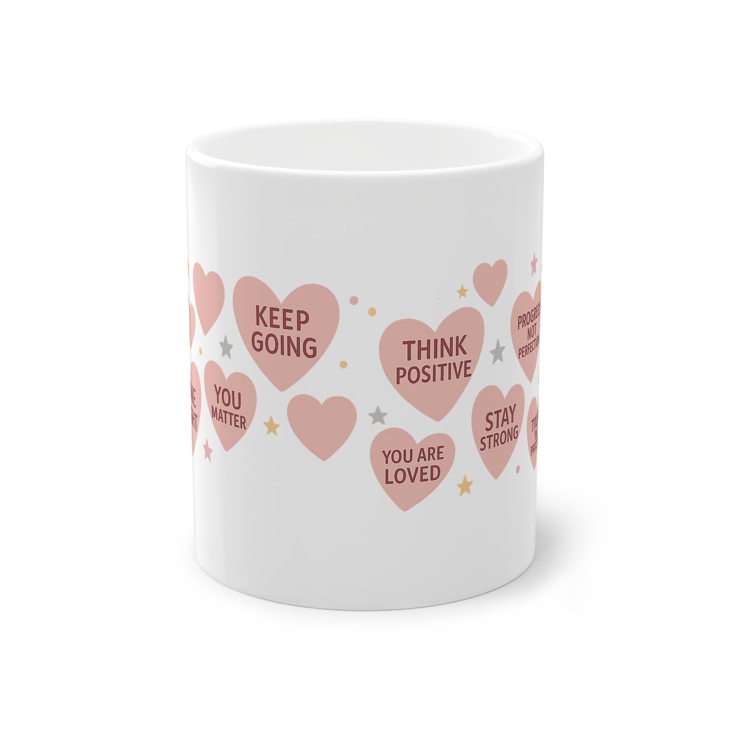 Inspirational Heart Mug - 11oz Motivational Coffee Cup with Uplifting Quotes | Encouraging Words on Your Morning Mug |  Motivational Mug for Positive Vibes | Heart-Shaped Inspiration in a Cup