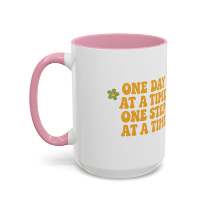 Inspirational Colorful Mug - 'One Day at a Time' Coffee Tea Cup - 11oz & 15oz Options | Daily Affirmation Ceramic Mug  Positive Message Drink Ware | Motivational Morning Mug