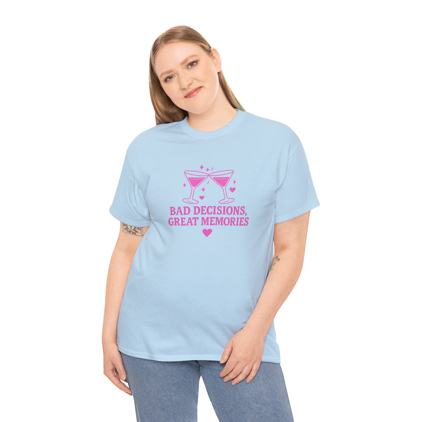 Bad Decisions, Great Memories Unisex Heavy Cotton Tee - Fun Party Shirt