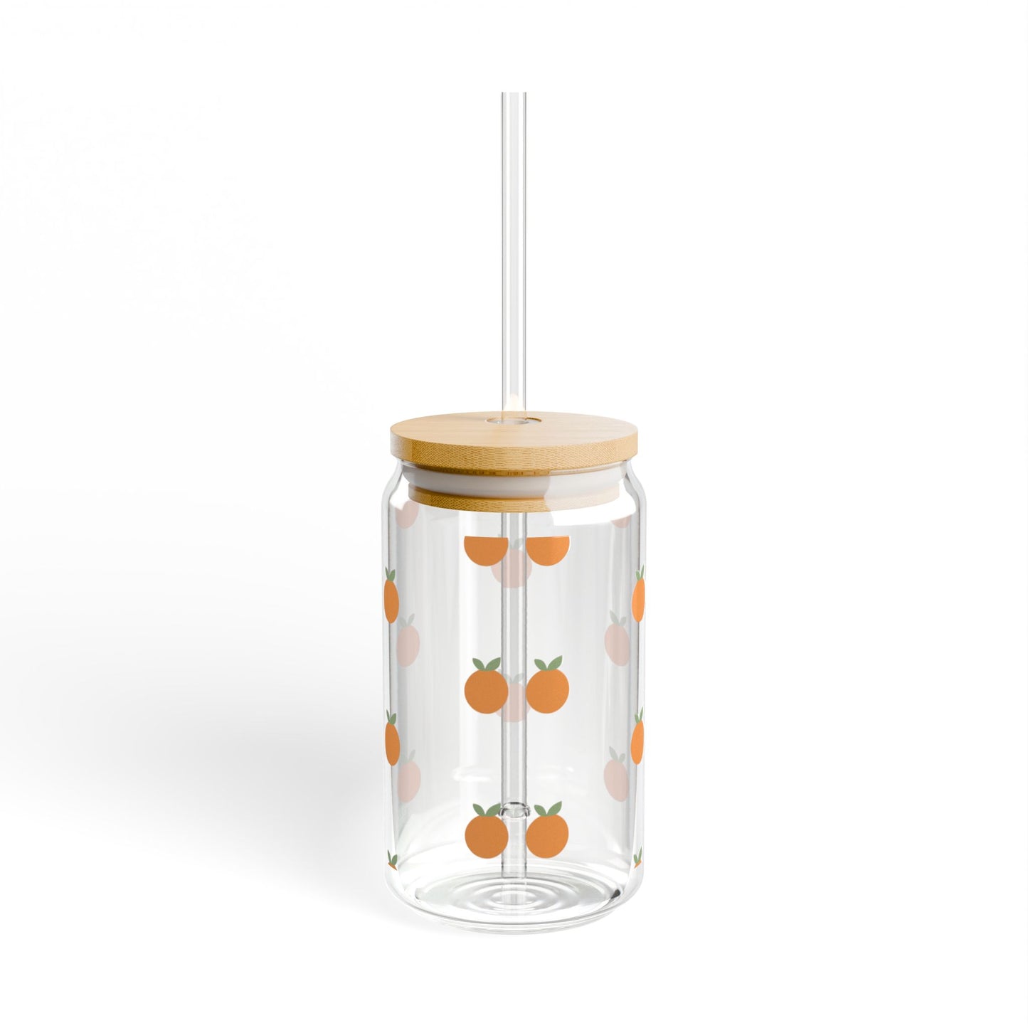 Orange Pattern 16oz Sipper Glass with Bamboo Lid