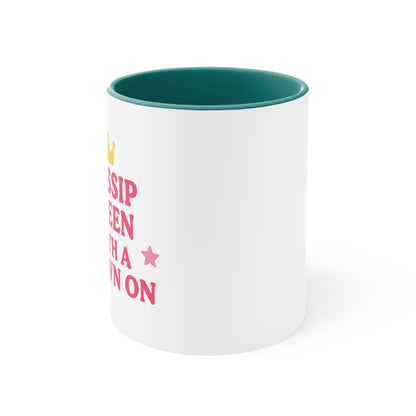 Gossip Queen Accent Mug - Fun and Playful Coffee Cup for Sassy Friends | Crown Your Coffee with Sass | Teatime Royalty: Gossip Queen Mug |  Sassy Sips: Gossip Queen Accent Mug  Rule Your Gossip Circle with Style