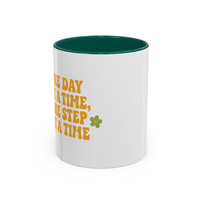 Inspirational Colorful Mug - 'One Day at a Time' Coffee Tea Cup - 11oz & 15oz Options | Daily Affirmation Ceramic Mug  Positive Message Drink Ware | Motivational Morning Mug