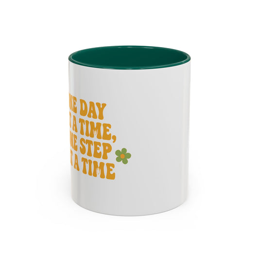Inspirational Colorful Mug - 'One Day at a Time' Coffee Tea Cup - 11oz & 15oz Options | Daily Affirmation Ceramic Mug  Positive Message Drink Ware | Motivational Morning Mug