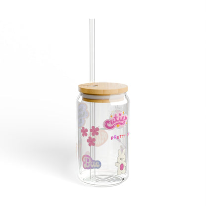 Eco-Friendly Sipper Glass with Fun Stickers - 16oz