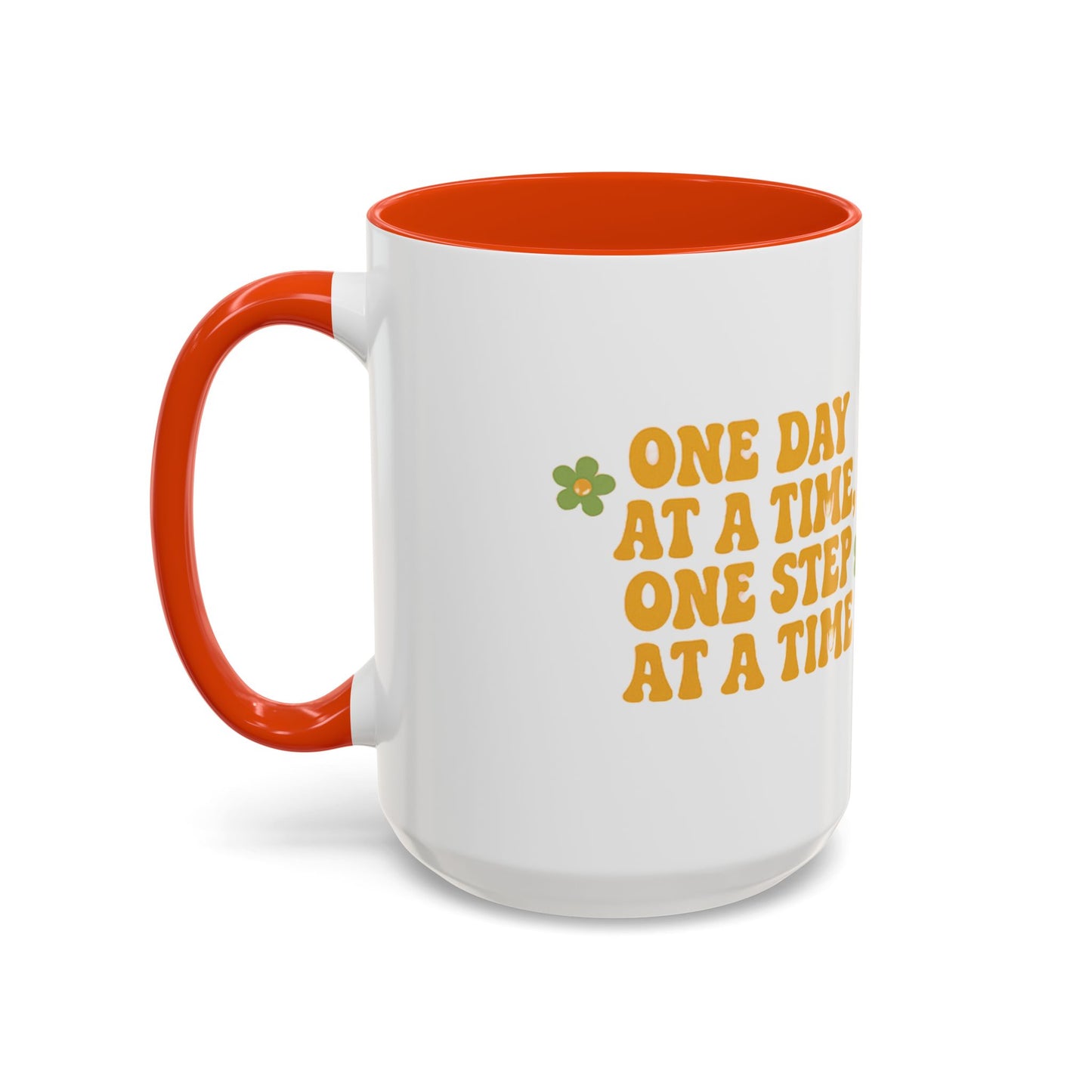 Inspirational Colorful Mug - 'One Day at a Time' Coffee Tea Cup - 11oz & 15oz Options | Daily Affirmation Ceramic Mug  Positive Message Drink Ware | Motivational Morning Mug