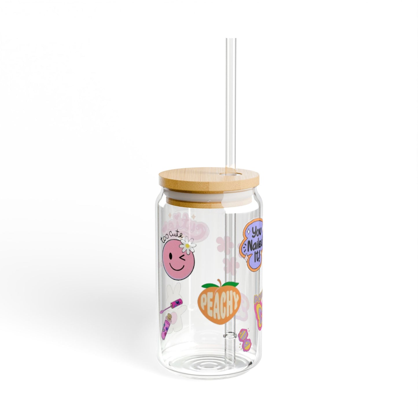 Eco-Friendly Sipper Glass with Fun Stickers - 16oz