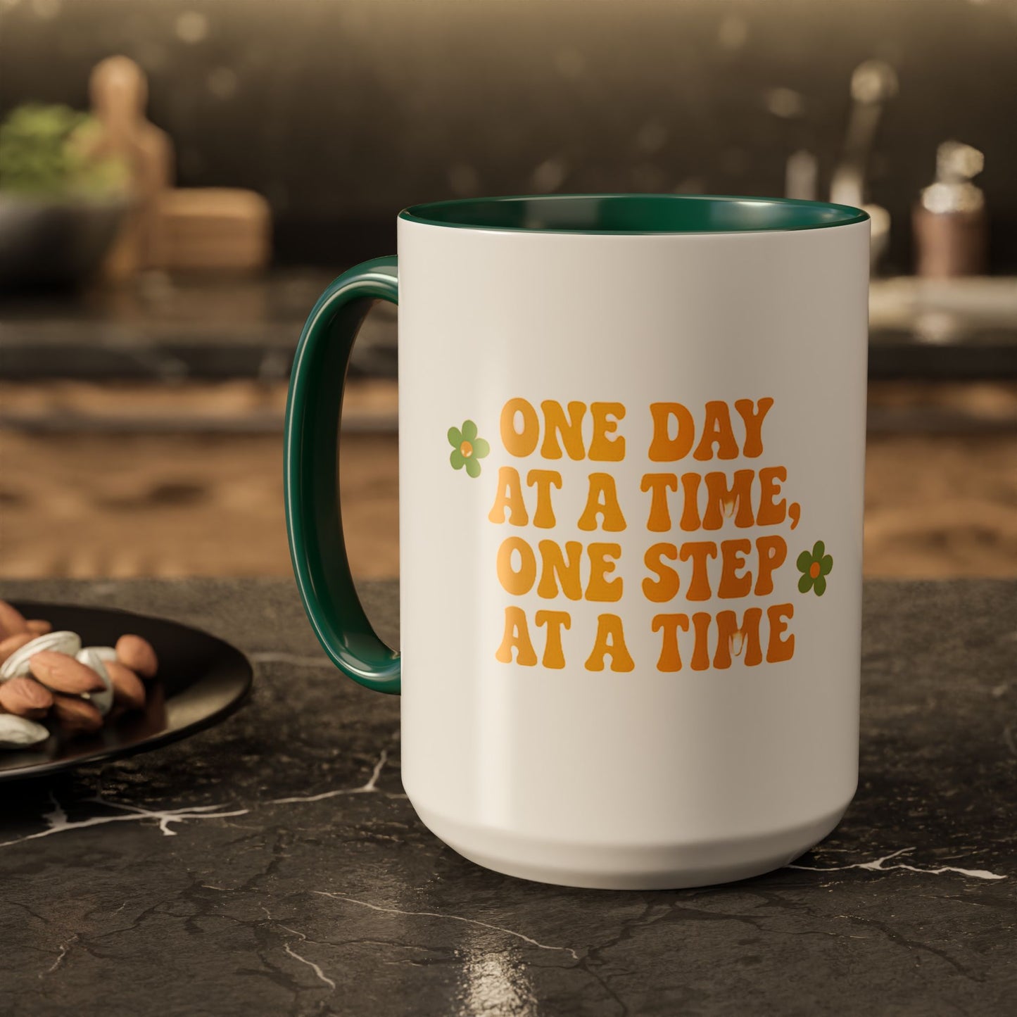 Inspirational Colorful Mug - 'One Day at a Time' Coffee Tea Cup - 11oz & 15oz Options | Daily Affirmation Ceramic Mug  Positive Message Drink Ware | Motivational Morning Mug