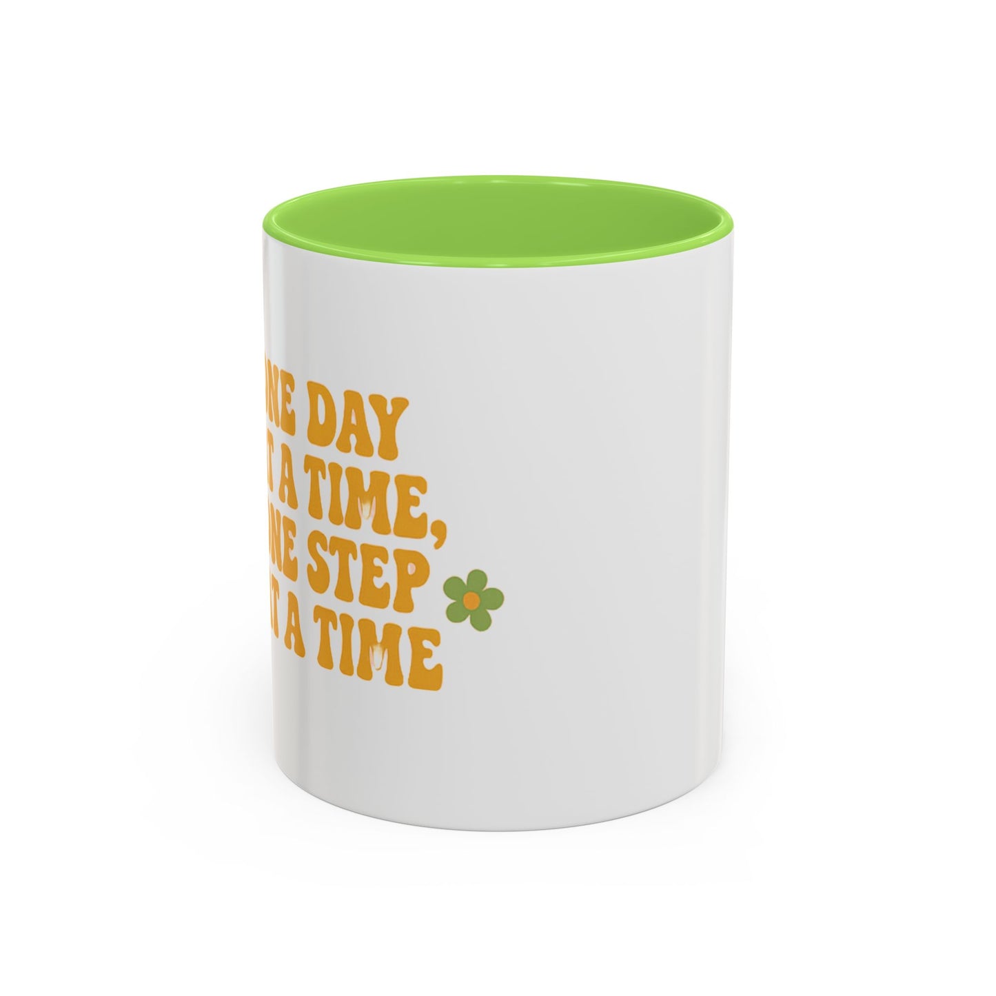 Inspirational Colorful Mug - 'One Day at a Time' Coffee Tea Cup - 11oz & 15oz Options | Daily Affirmation Ceramic Mug  Positive Message Drink Ware | Motivational Morning Mug