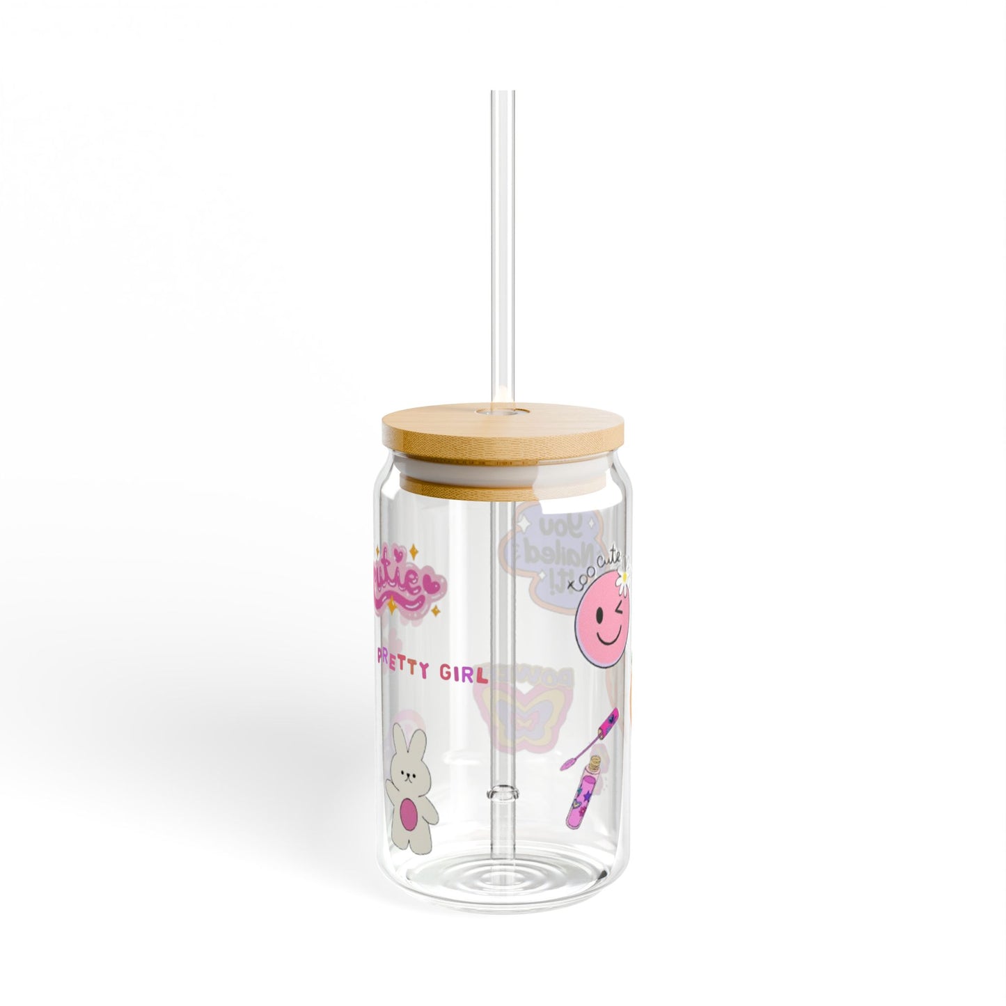 Eco-Friendly Sipper Glass with Fun Stickers - 16oz