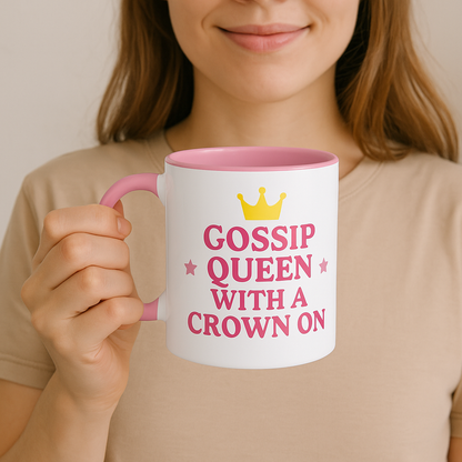Gossip Queen Accent Mug - Fun and Playful Coffee Cup for Sassy Friends | Crown Your Coffee with Sass | Teatime Royalty: Gossip Queen Mug |  Sassy Sips: Gossip Queen Accent Mug  Rule Your Gossip Circle with Style