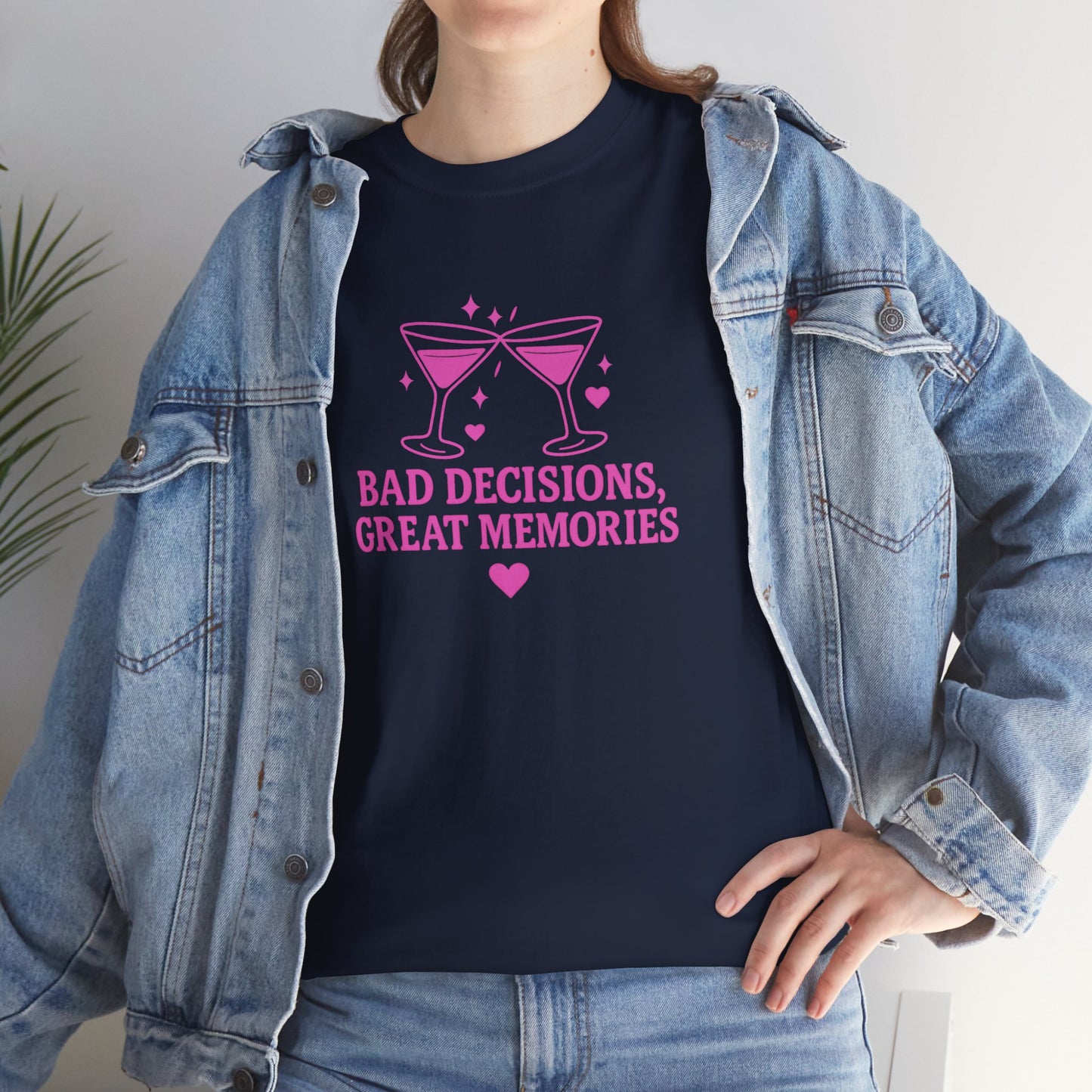 Bad Decisions, Great Memories Unisex Heavy Cotton Tee - Fun Party Shirt