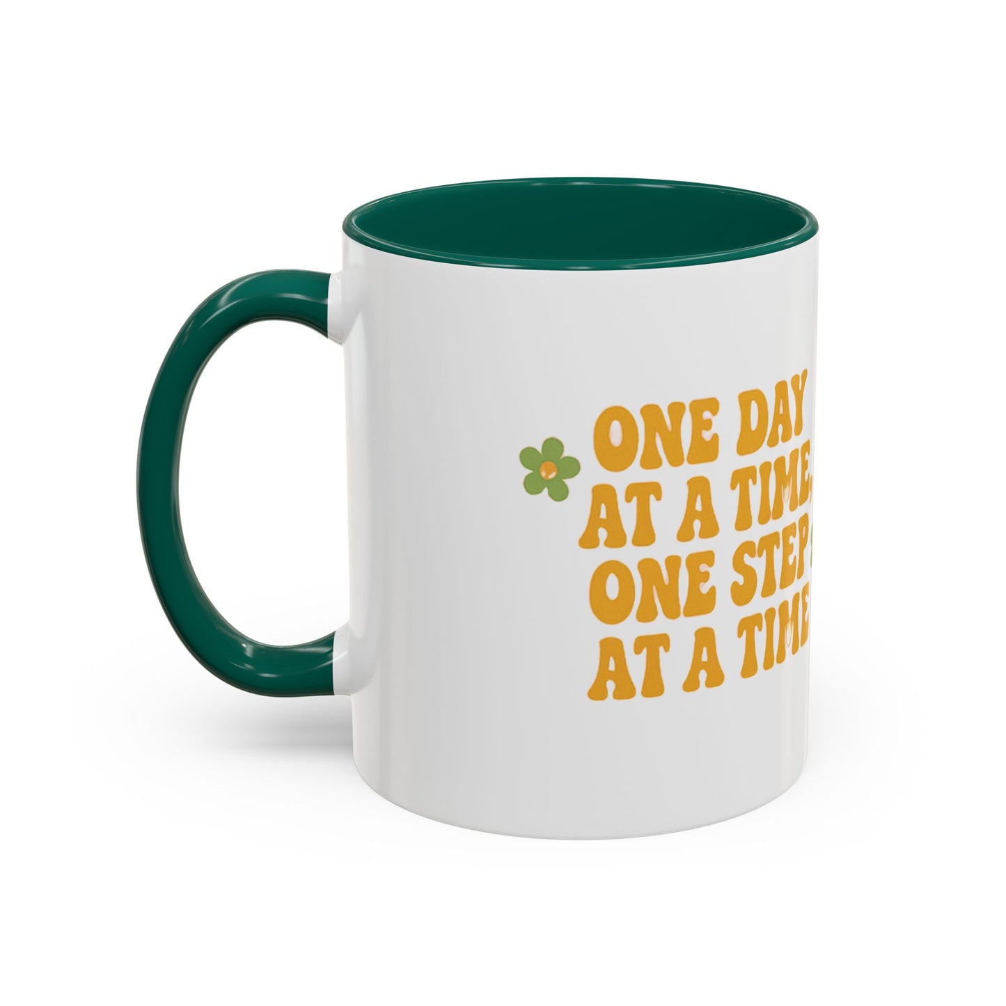 Inspirational Colorful Mug - 'One Day at a Time' Coffee Tea Cup - 11oz & 15oz Options | Daily Affirmation Ceramic Mug  Positive Message Drink Ware | Motivational Morning Mug