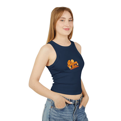 Bloom Baby Women's Micro Rib Racer Tank Top - Cute Flower Graphic Tee