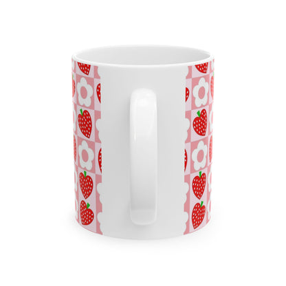 Cute Strawberry Pattern Ceramic Mug | Fruit-Inspired Mug for Beverage Lovers - Perfect for Tea and Coffee Lovers