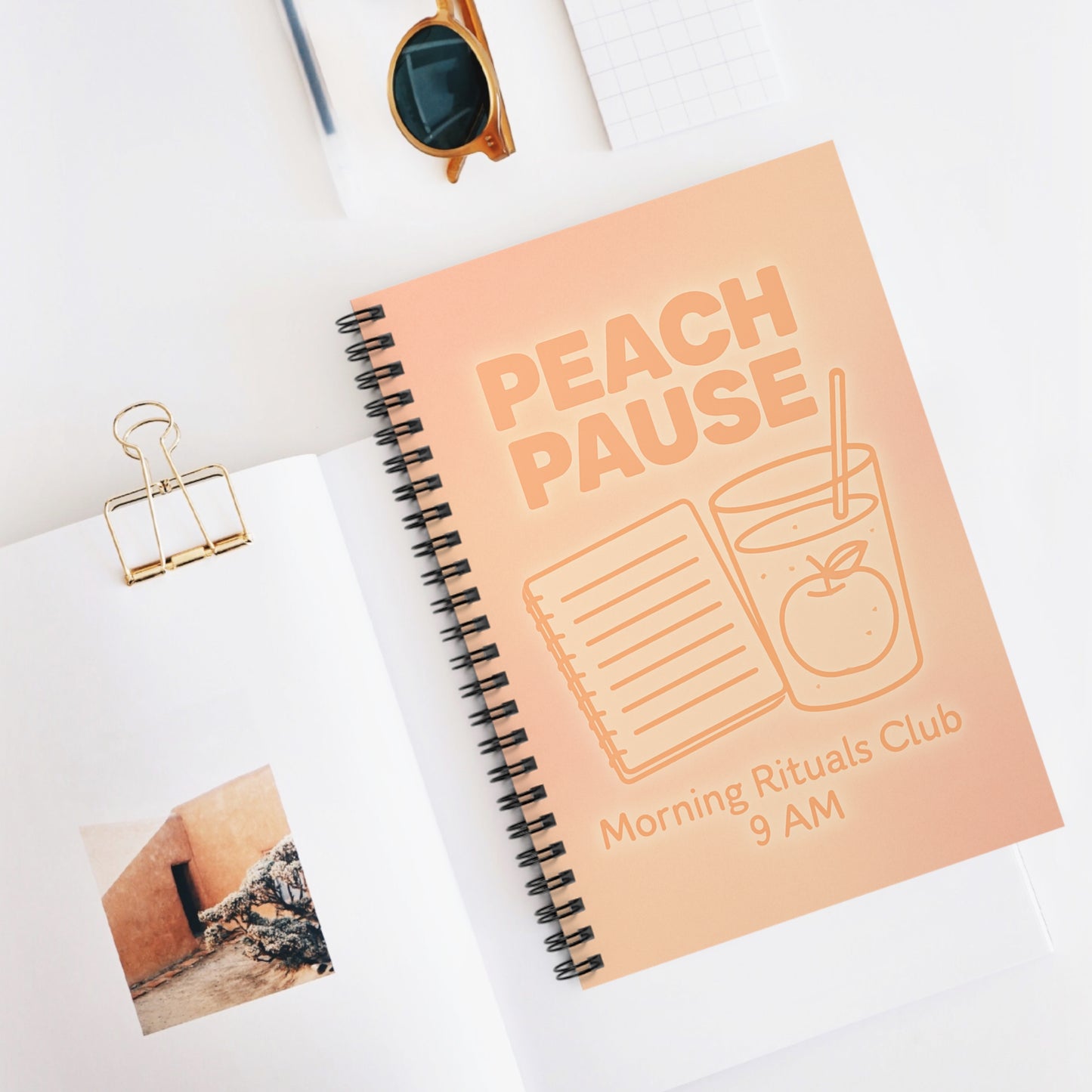 Peach Pause Spiral Notepad - Perfect for Morning Rituals & Daily Reflection