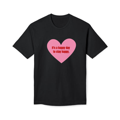 Positive Vibes Unisex Midweight T-shirt - "It's a Happy Day to Stay Happy"