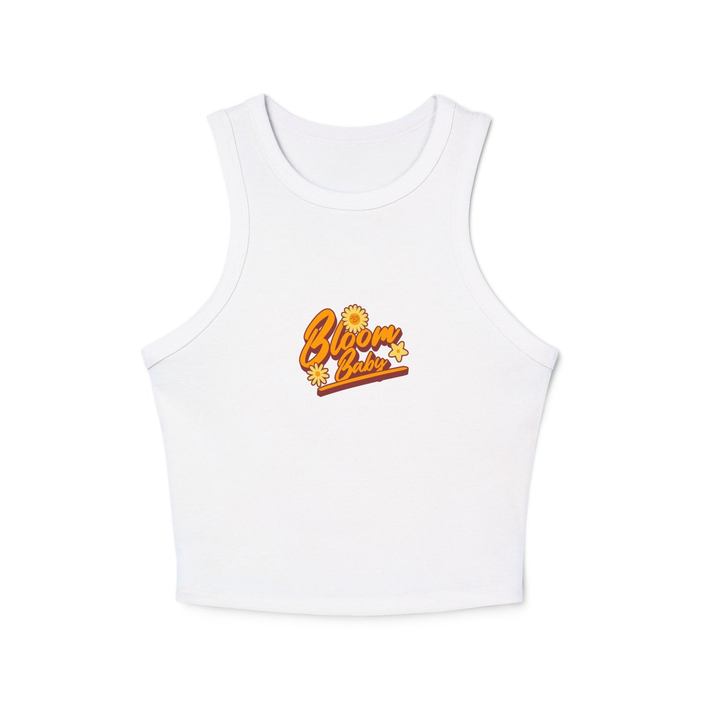 Bloom Baby Women's Micro Rib Racer Tank Top - Cute Flower Graphic Tee
