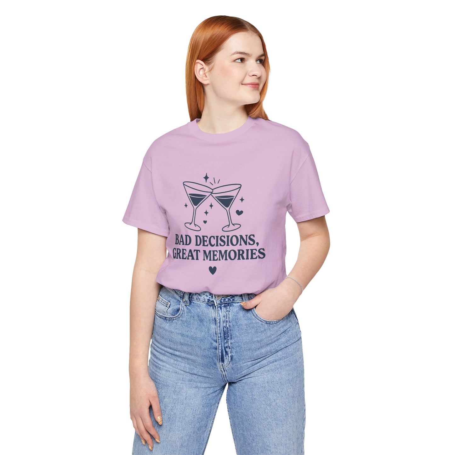 Create Memories in Style with This Shirt | Fun Party T-Shirt for Unforgettable Memories  | Comfortable Unisex Tee for Every Occasion |Bad Decisions, Great Memories Tee | Fun Unisex Jersey T-Shirt for Parties & Celebrations