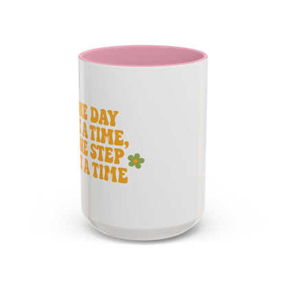 Inspirational Colorful Mug - 'One Day at a Time' Coffee Tea Cup - 11oz & 15oz Options | Daily Affirmation Ceramic Mug  Positive Message Drink Ware | Motivational Morning Mug