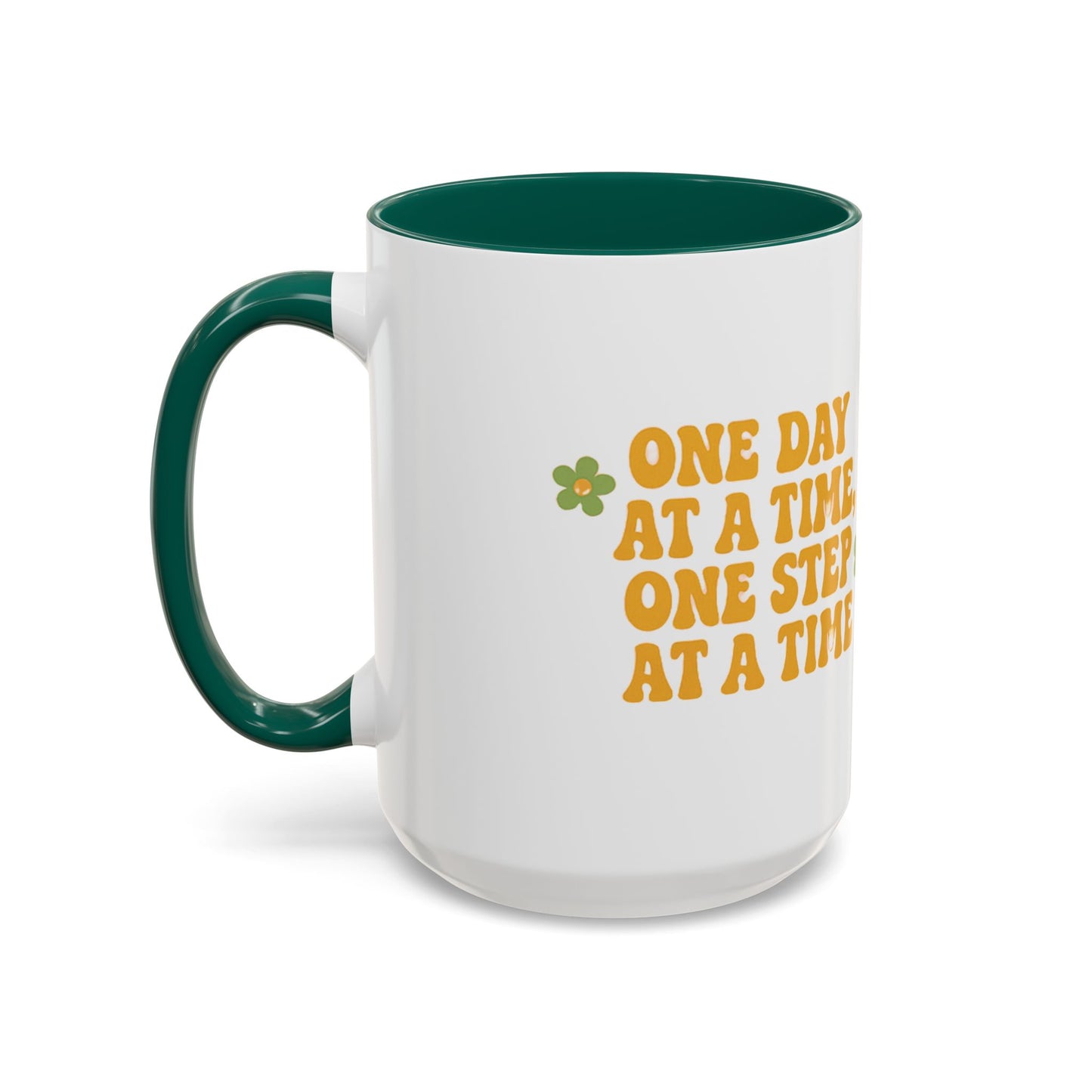 Inspirational Colorful Mug - 'One Day at a Time' Coffee Tea Cup - 11oz & 15oz Options | Daily Affirmation Ceramic Mug  Positive Message Drink Ware | Motivational Morning Mug