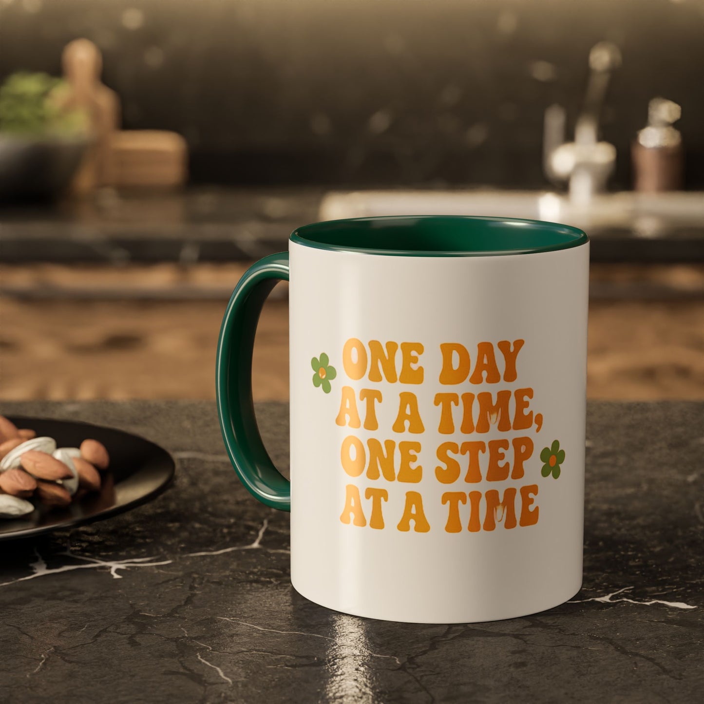 Inspirational Colorful Mug - 'One Day at a Time' Coffee Tea Cup - 11oz & 15oz Options | Daily Affirmation Ceramic Mug  Positive Message Drink Ware | Motivational Morning Mug