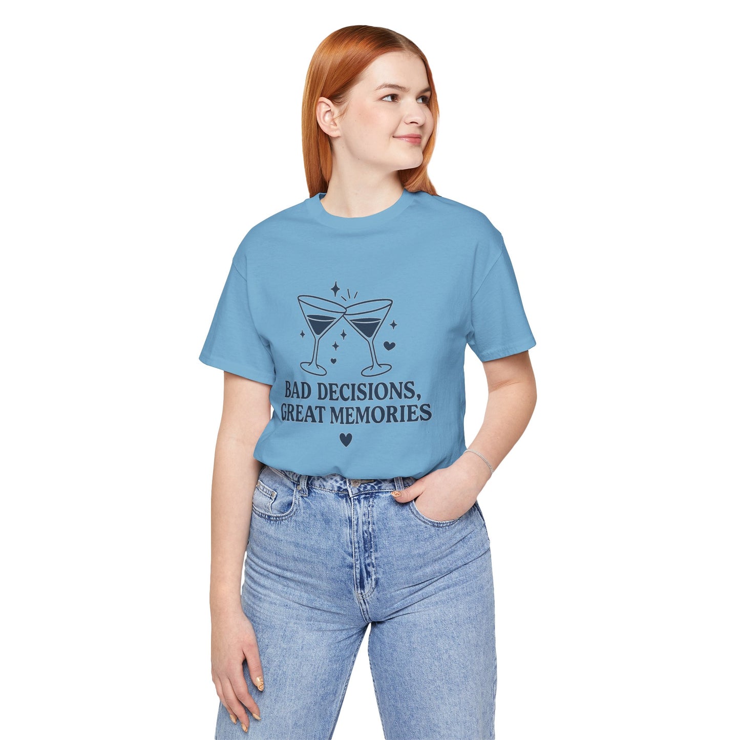 Create Memories in Style with This Shirt | Fun Party T-Shirt for Unforgettable Memories  | Comfortable Unisex Tee for Every Occasion |Bad Decisions, Great Memories Tee | Fun Unisex Jersey T-Shirt for Parties & Celebrations