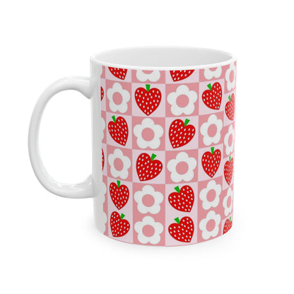 Cute Strawberry Pattern Ceramic Mug | Fruit-Inspired Mug for Beverage Lovers - Perfect for Tea and Coffee Lovers