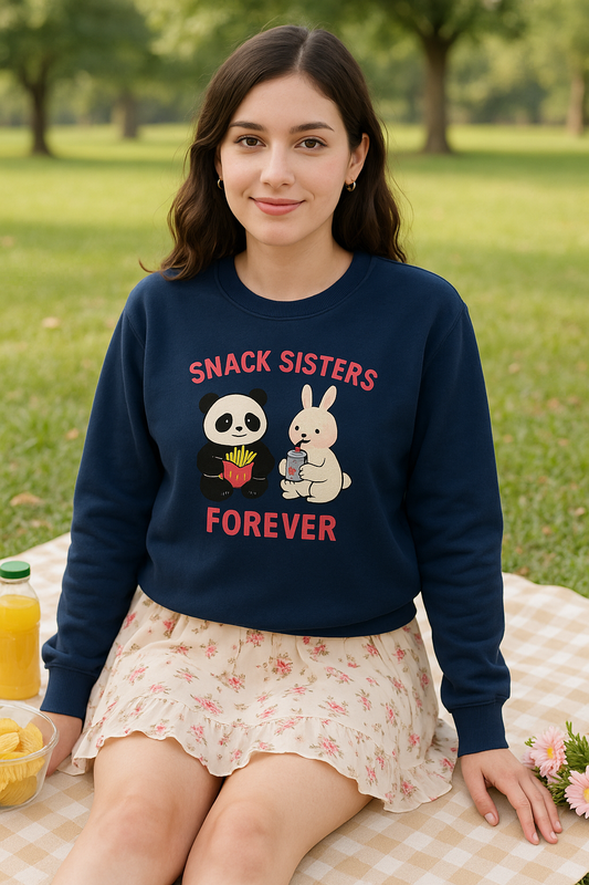 Snack Sisters Forever: Friendship Sweatshirt | Cozy Sweatshirt for Snack Lovers | Celebrate Friendship with Snack Sisters |  Cute and Comfy Snack-Themed Sweatshirt